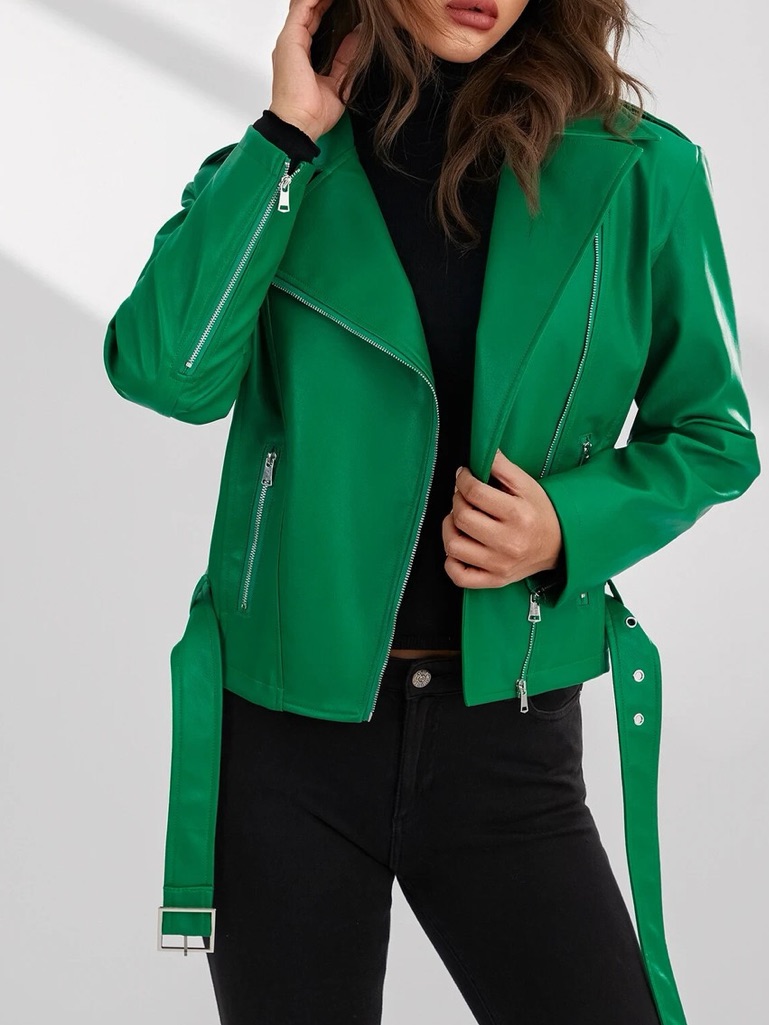 Shein Vibrant Green Leather Jacket